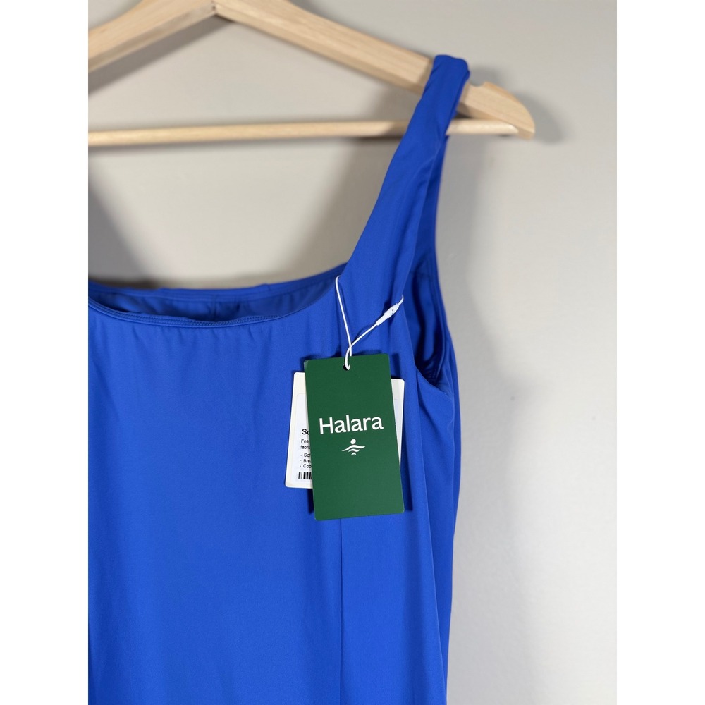 Halara Softlyzero Airy Royal Blue Ruched Side Slit Midi Dress Large NWT - Picture 4 of 10